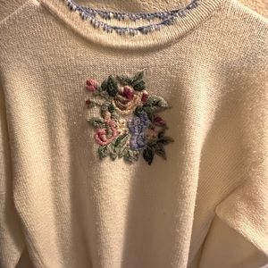 Floral White Vintage Sweater